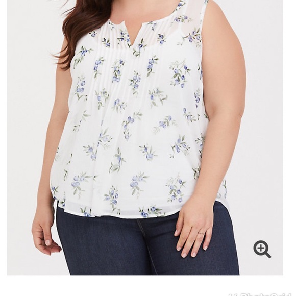 torrid Tops - Torrid Ivory Blueberry Chiffon Tank NWOT